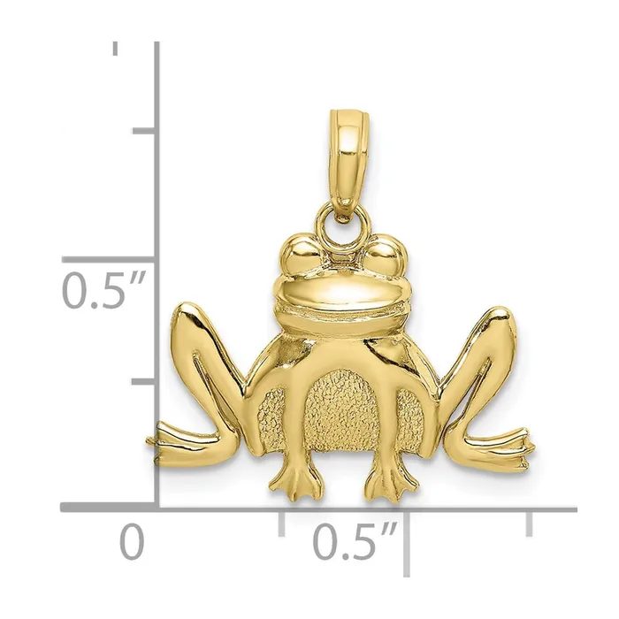 Charm Necklaces Qgold 10k Yellow Gold 2085 mm Textured Sitting Frog Charm 111 grams Charm Necklaces Qgold 10k Yellow Gold 2085 mm Textured Sitting Frog Charm 111 grams