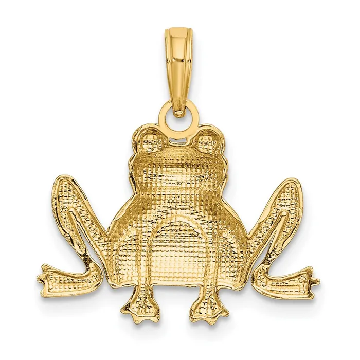 Charm Necklaces Qgold 10k Yellow Gold 2085 mm Textured Sitting Frog Charm 111 grams Charm Necklaces Qgold 10k Yellow Gold 2085 mm Textured Sitting Frog Charm 111 grams