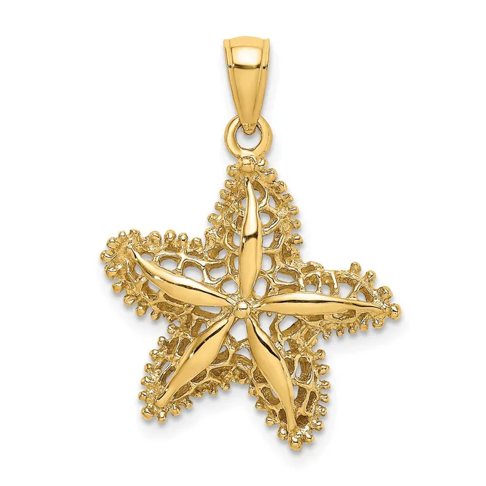 Charm Necklaces Qgold 10k Yellow Gold 215 mm Starfish Filigree Charm 225 grams Charm Necklaces Qgold 10k Yellow Gold 215 mm Starfish Filigree Charm 225 grams