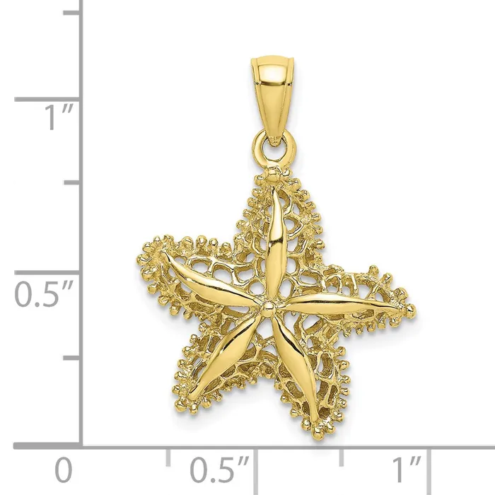 Charm Necklaces Qgold 10k Yellow Gold 215 mm Starfish Filigree Charm 225 grams Charm Necklaces Qgold 10k Yellow Gold 215 mm Starfish Filigree Charm 225 grams