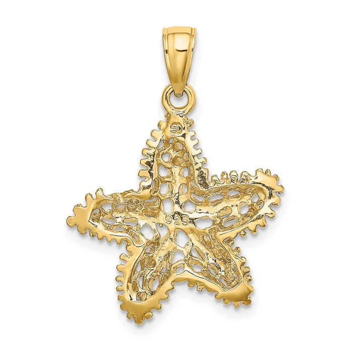 Charm Necklaces Qgold 10k Yellow Gold 215 mm Starfish Filigree Charm 225 grams Charm Necklaces Qgold 10k Yellow Gold 215 mm Starfish Filigree Charm 225 grams