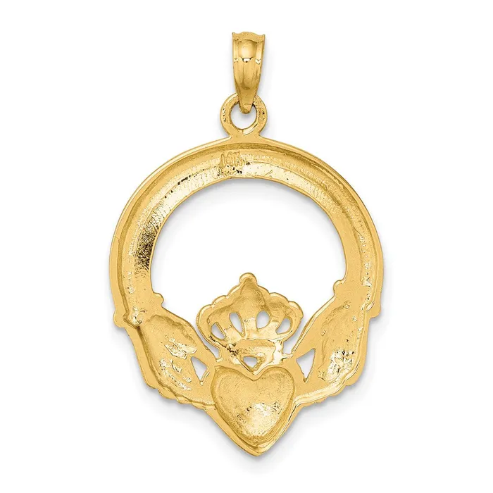 Charm Necklaces Qgold 10k Yellow Gold 21 mm Polished Large Claddagh Heart Charm 229 grams Charm Necklaces Qgold 10k Yellow Gold 21 mm Polished Large Claddagh Heart Charm 229 grams