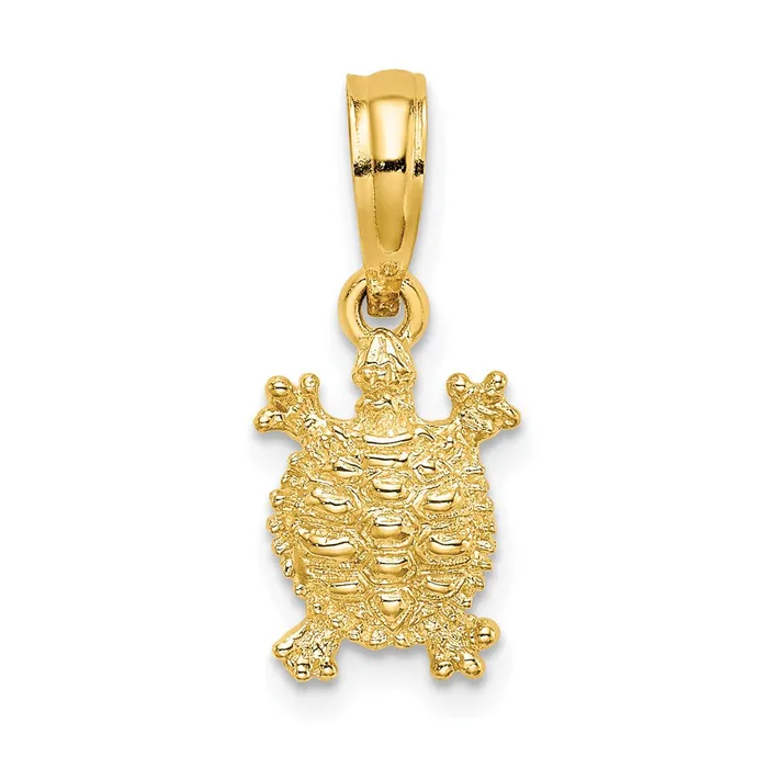 Charm Necklaces Qgold 10k Yellow Gold 78 mm 2D Land Turtle Charm 052 grams Charm Necklaces Qgold 10k Yellow Gold 78 mm 2D Land Turtle Charm 052 grams