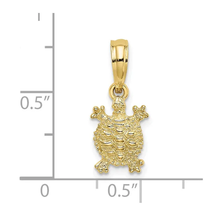 Charm Necklaces Qgold 10k Yellow Gold 78 mm 2D Land Turtle Charm 052 grams Charm Necklaces Qgold 10k Yellow Gold 78 mm 2D Land Turtle Charm 052 grams