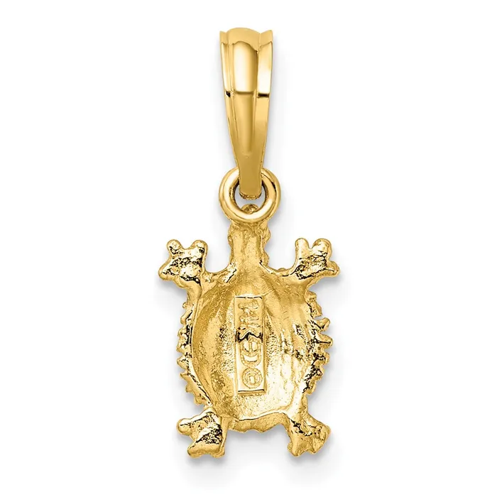 Charm Necklaces Qgold 10k Yellow Gold 78 mm 2D Land Turtle Charm 052 grams Charm Necklaces Qgold 10k Yellow Gold 78 mm 2D Land Turtle Charm 052 grams