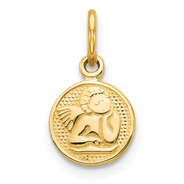 Charm Necklaces Qgold 10k Yellow Gold 7 mm Angel Charm 042 grams