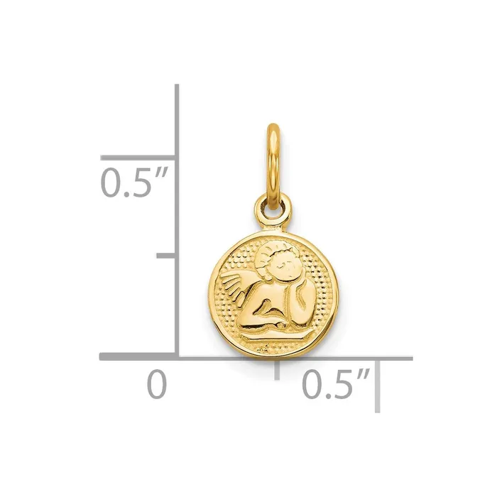 Charm Necklaces Qgold 10k Yellow Gold 7 mm Angel Charm 042 grams Charm Necklaces Qgold 10k Yellow Gold 7 mm Angel Charm 042 grams