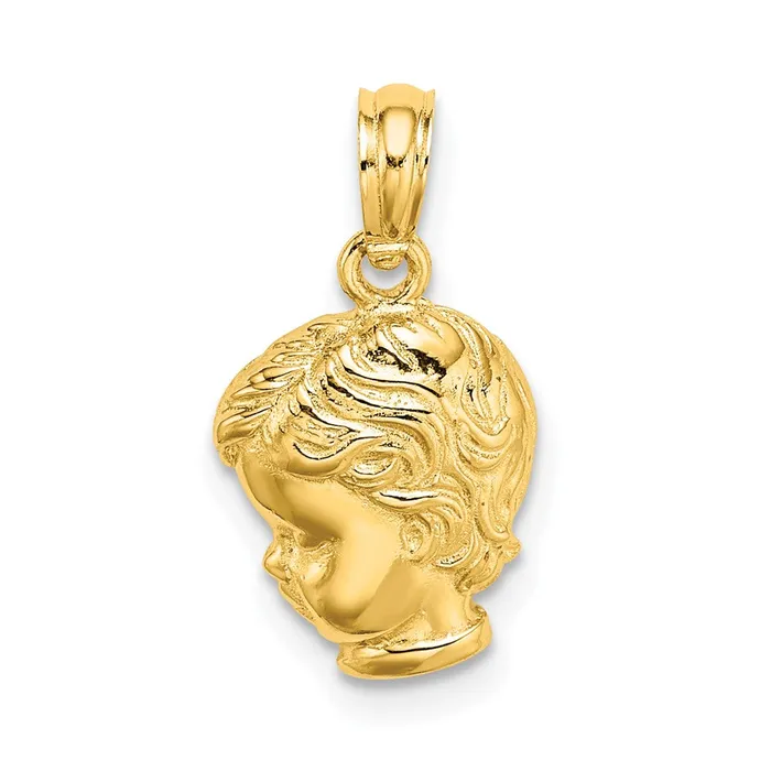 Charm Necklaces Qgold 10k Yellow Gold 96 mm Boy Head Charm 1 grams