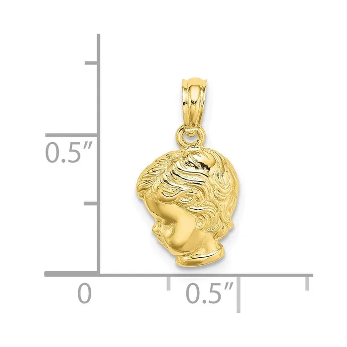 Charm Necklaces Qgold 10k Yellow Gold 96 mm Boy Head Charm 1 grams Charm Necklaces Qgold 10k Yellow Gold 96 mm Boy Head Charm 1 grams