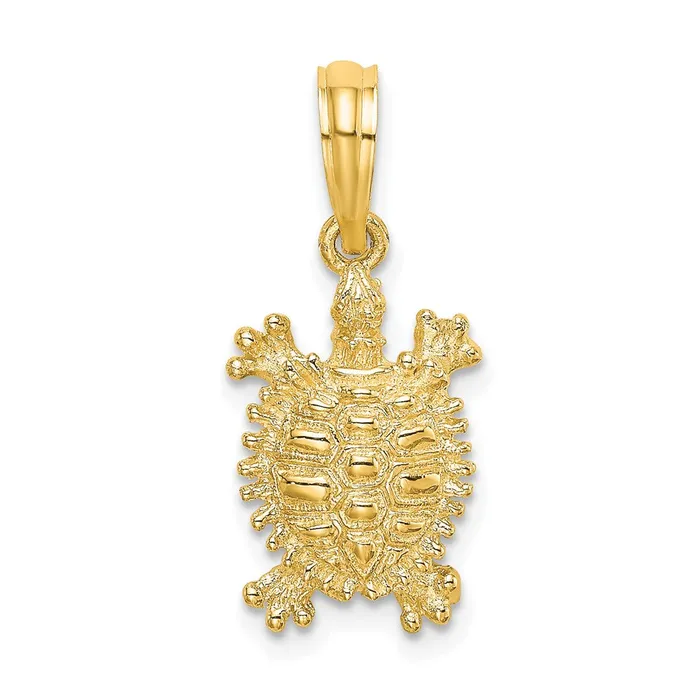 Charm Necklaces Qgold 10k Yellow Gold 97 mm 2D Land Turtle Charm 088 grams Charm Necklaces Qgold 10k Yellow Gold 97 mm 2D Land Turtle Charm 088 grams