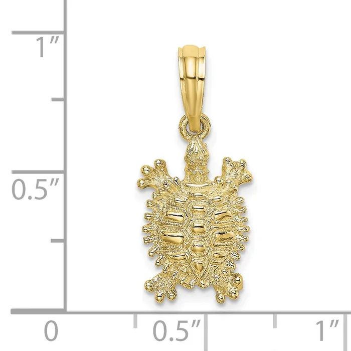 Charm Necklaces Qgold 10k Yellow Gold 97 mm 2D Land Turtle Charm 088 grams Charm Necklaces Qgold 10k Yellow Gold 97 mm 2D Land Turtle Charm 088 grams
