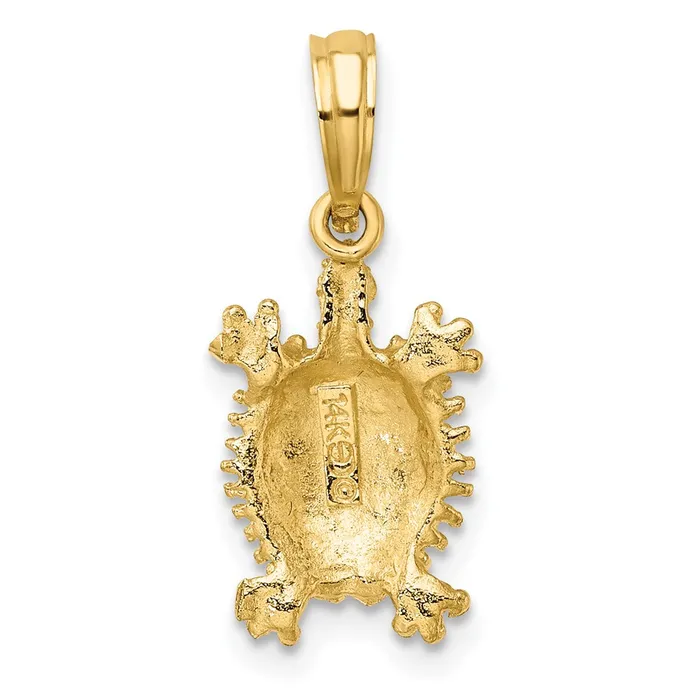 Charm Necklaces Qgold 10k Yellow Gold 97 mm 2D Land Turtle Charm 088 grams Charm Necklaces Qgold 10k Yellow Gold 97 mm 2D Land Turtle Charm 088 grams