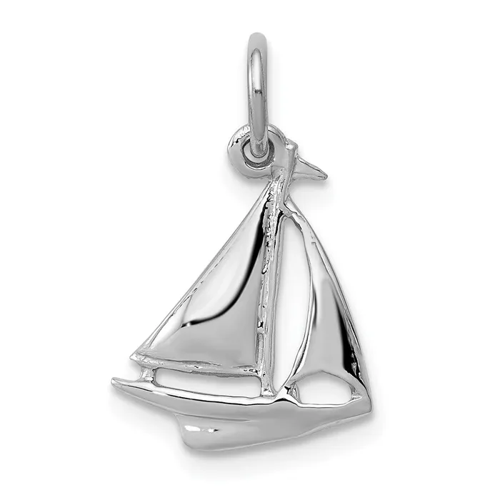 Charm Necklaces Qgold 14k White Gold 12 mm Solid Polished 3D Sailboat Charm 091 grams Charm Necklaces Qgold 14k White Gold 12 mm Solid Polished 3D Sailboat Charm 091 grams