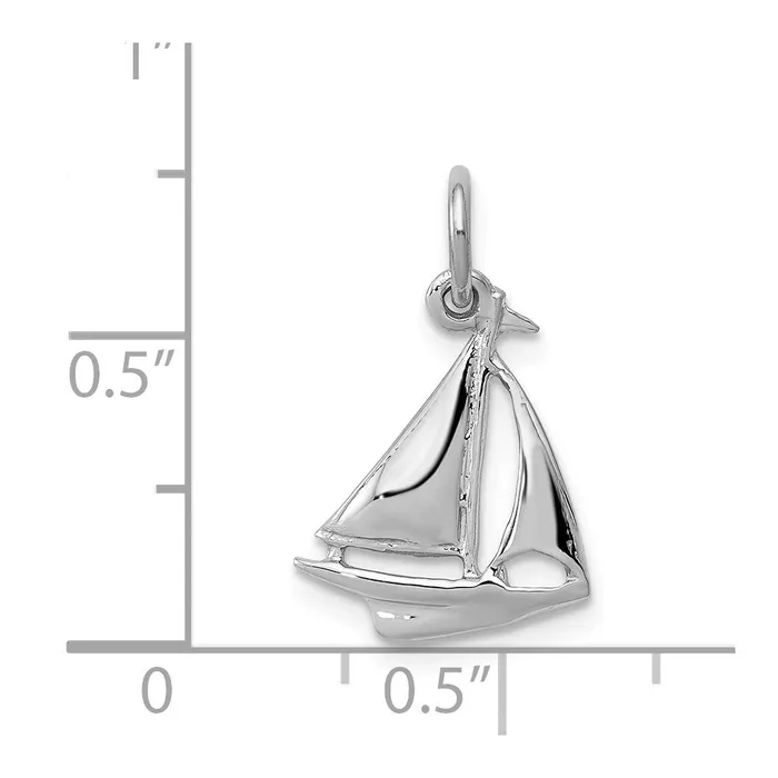Charm Necklaces Qgold 14k White Gold 12 mm Solid Polished 3D Sailboat Charm 091 grams Charm Necklaces Qgold 14k White Gold 12 mm Solid Polished 3D Sailboat Charm 091 grams