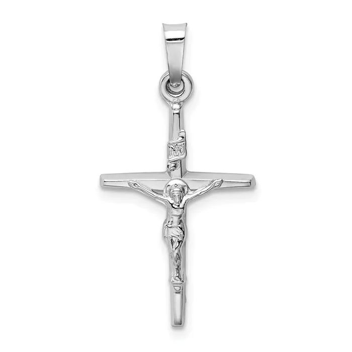 Charm Necklaces Qgold 14k White Gold 15 mm INRI Crucifix Charm 13 grams