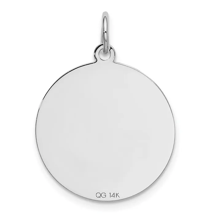 Charm Necklaces Qgold 14k White Gold 20 mm Polished Engravable Golden Retriever Disc Charm 103 grams