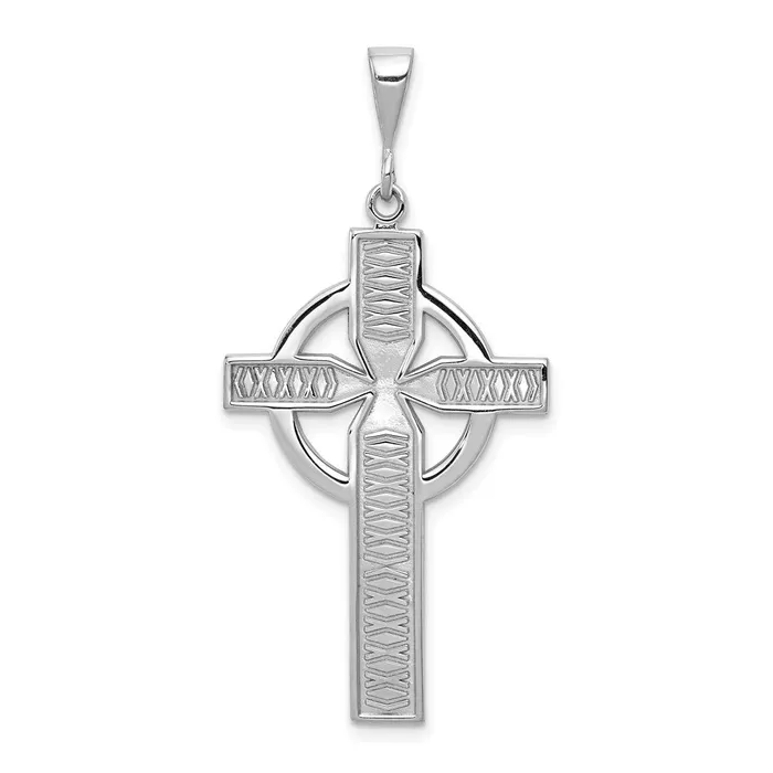 Charm Necklaces Qgold 14k White Gold 21 mm Celtic Cross Charm 198 grams