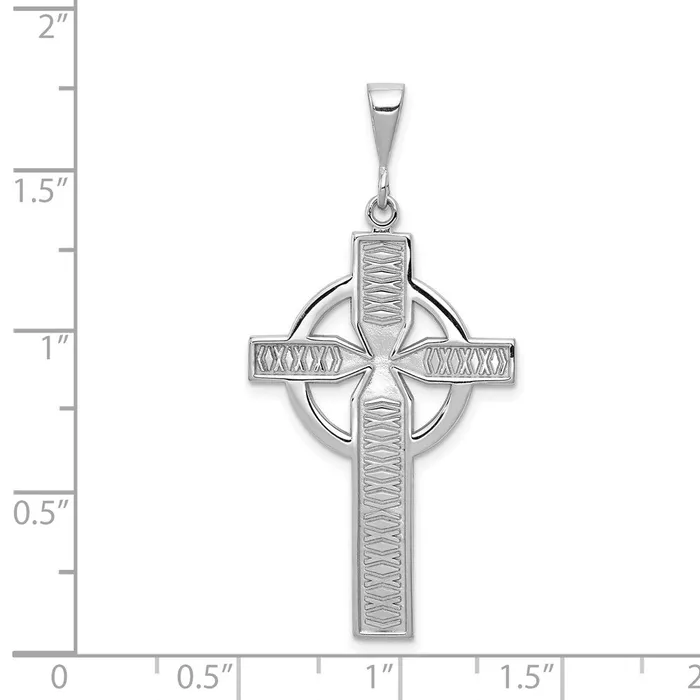 Charm Necklaces Qgold 14k White Gold 21 mm Celtic Cross Charm 198 grams Charm Necklaces Qgold 14k White Gold 21 mm Celtic Cross Charm 198 grams