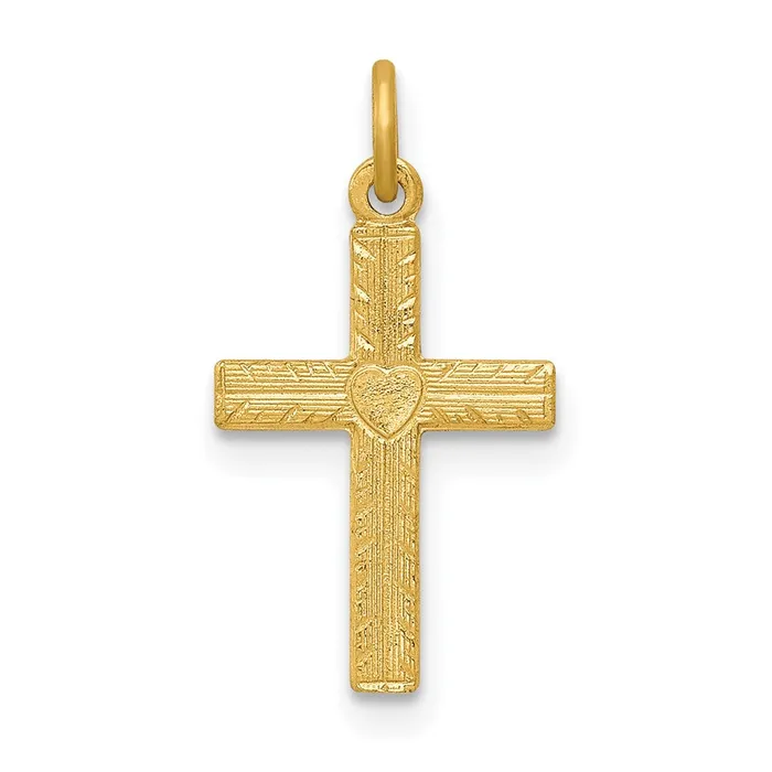 Charm Necklaces Qgold 14k Yellow Gold 10 mm Heart Cross Charm 044 grams
