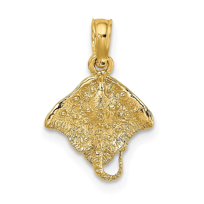 Charm Necklaces Qgold 14k Yellow Gold 1155 mm Stingray Charm 07 grams