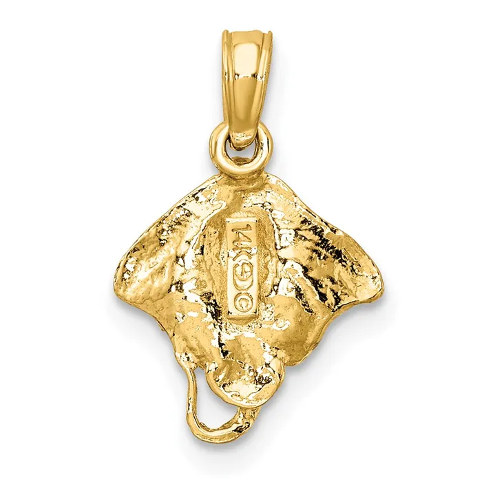 Charm Necklaces Qgold 14k Yellow Gold 1155 mm Stingray Charm 07 grams
