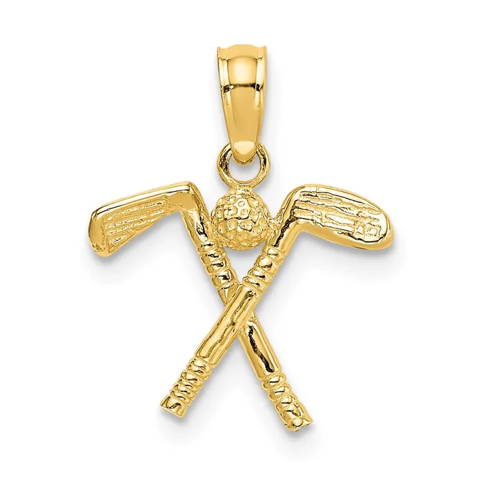 Charm Necklaces Qgold 14k Yellow Gold 141 mm 3D Golf Clubs with Ball Charm 101 grams