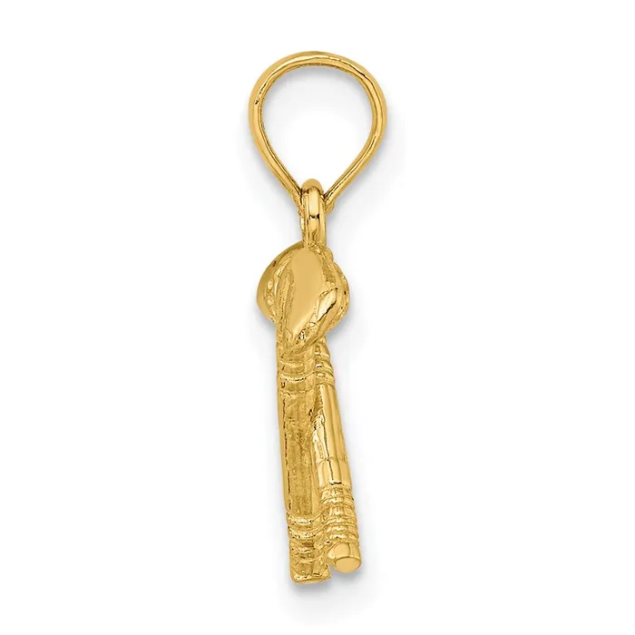 Charm Necklaces Qgold 14k Yellow Gold 141 mm 3D Golf Clubs with Ball Charm 101 grams Charm Necklaces Qgold 14k Yellow Gold 141 mm 3D Golf Clubs with Ball Charm 101 grams