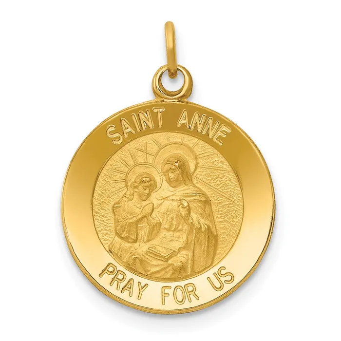 Charm Necklaces Qgold 14k Yellow Gold 155 mm Saint Anne Medal Charm 119 grams Charm Necklaces Qgold 14k Yellow Gold 155 mm Saint Anne Medal Charm 119 grams