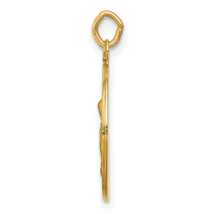 Charm Necklaces Qgold 14k Yellow Gold 155 mm Saint Anne Medal Charm 119 grams