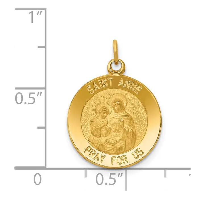 Charm Necklaces Qgold 14k Yellow Gold 155 mm Saint Anne Medal Charm 119 grams