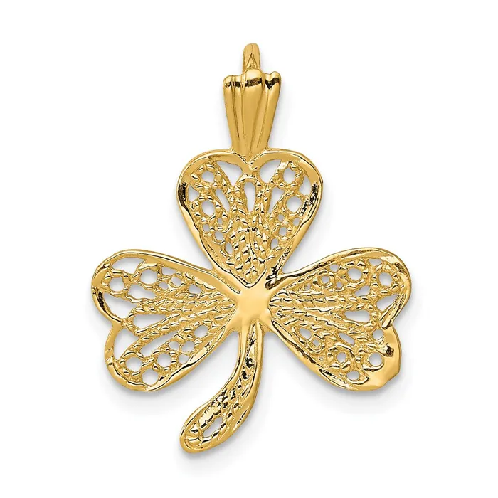 Charm Necklaces Qgold 14k Yellow Gold 15 mm Filigree Shamrock Charm 068 grams Charm Necklaces Qgold 14k Yellow Gold 15 mm Filigree Shamrock Charm 068 grams