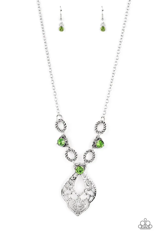 Contemporary Connections Green Gem Silver Filigree Short Necklace Paparazzi Paparazzi Accessories Necklaces Contemporary Connections Green Gem Silver Filigree Short Necklace Paparazzi Paparazzi Accessories Necklaces