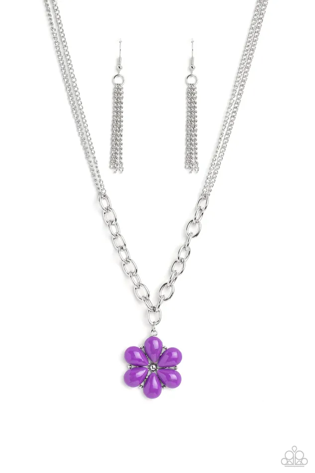 Dazzling Dahlia Purple Bead Flower Silver Necklace Paparazzi Paparazzi Accessories Necklaces Dazzling Dahlia Purple Bead Flower Silver Necklace Paparazzi Paparazzi Accessories Necklaces