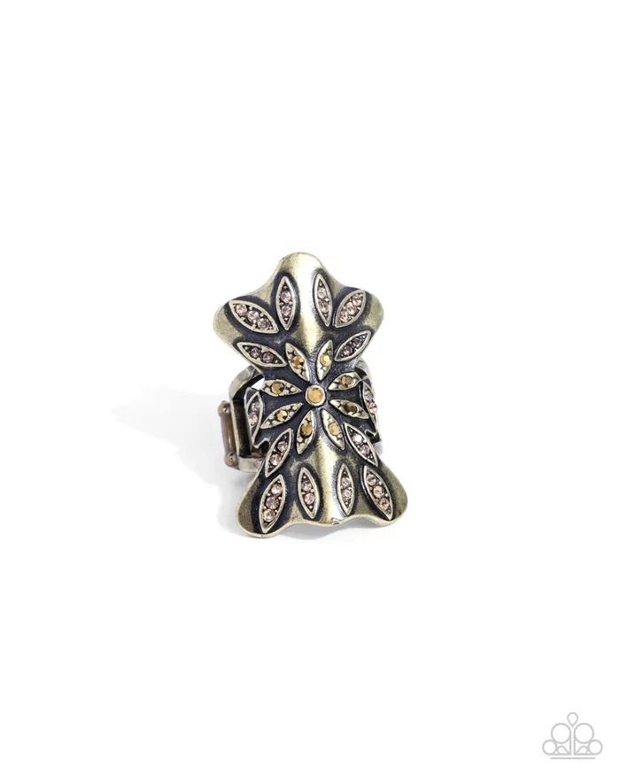 Different Dazzle Brass Rhinestone Leaf Ring Paparazzi Paparazzi Accessories Rings Different Dazzle Brass Rhinestone Leaf Ring Paparazzi Paparazzi Accessories Rings