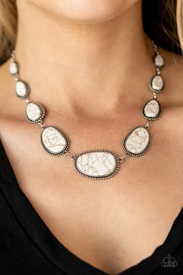 Elemental Eden White Stone Silver Frame Necklace Paparazzi Paparazzi Accessories Necklaces