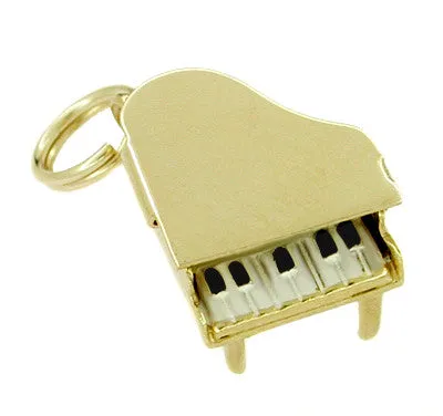 Enameled Movable Piano Charm in 14 Karat Gold Antique Jewelry Mall Charm Necklaces Enameled Movable Piano Charm in 14 Karat Gold Antique Jewelry Mall Charm Necklaces