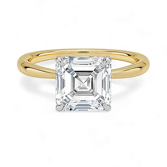 Engagement Rings Rings 14K Gold Solitaire Engagement Ring with IGI Certified Asscher Cut Lab Grown Diamond