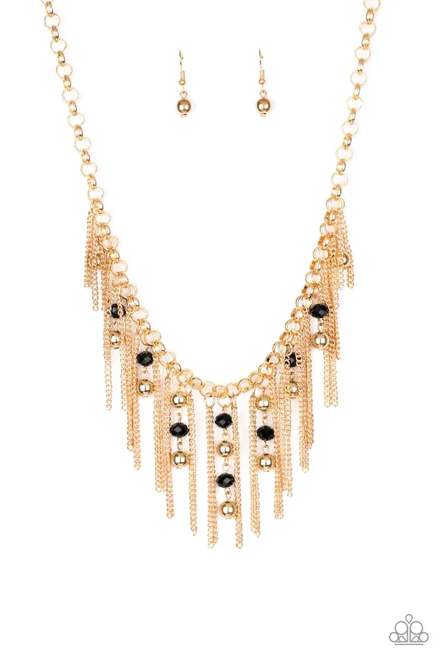 Ever Rebellious Gold and Black Bead Fringe Necklace Paparazzi Paparazzi Accessories Necklaces Ever Rebellious Gold and Black Bead Fringe Necklace Paparazzi Paparazzi Accessories Necklaces