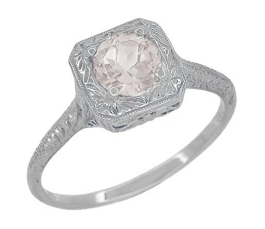 Filigree Scrolls Engraved Morganite Engagement Ring in 14 Karat White Gold Antique Jewelry Mall Rings Filigree Scrolls Engraved Morganite Engagement Ring in 14 Karat White Gold Antique Jewelry Mall Rings