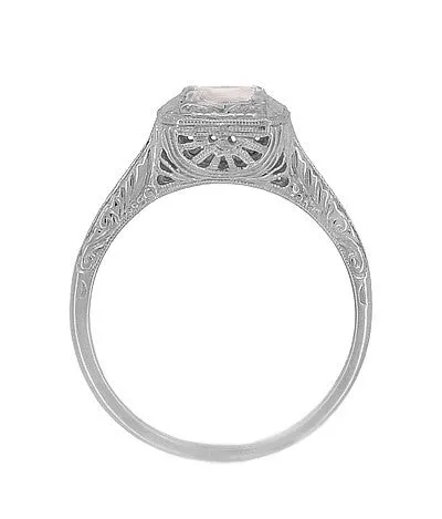 Filigree Scrolls Engraved Morganite Engagement Ring in 14 Karat White Gold Antique Jewelry Mall Rings Filigree Scrolls Engraved Morganite Engagement Ring in 14 Karat White Gold Antique Jewelry Mall Rings