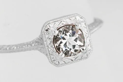 Filigree Scrolls Engraved Morganite Engagement Ring in 14 Karat White Gold Antique Jewelry Mall Rings Filigree Scrolls Engraved Morganite Engagement Ring in 14 Karat White Gold Antique Jewelry Mall Rings