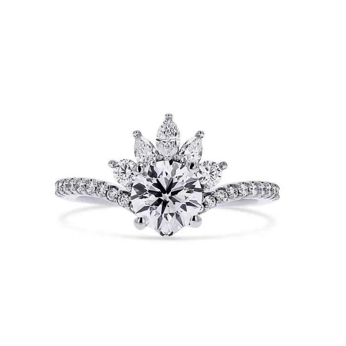 Frederick Goldman Rings LabGrown Crown Halo Diamond Engagement Ring