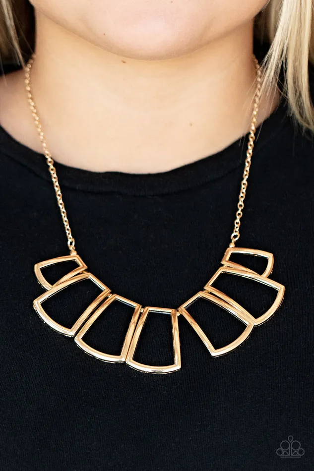 FullFledged Framed Gold Rectangle Frame Necklace Paparazzi Paparazzi Accessories Necklaces