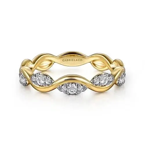 Gabriel Co Gold and Diamond Notch Ring Skeies Jewelers Rings