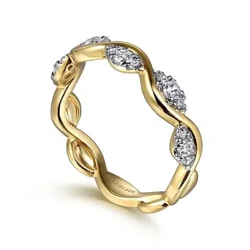 Gabriel Co Gold and Diamond Notch Ring Skeies Jewelers Rings