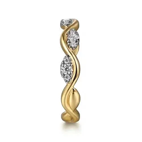 Gabriel Co Gold and Diamond Notch Ring Skeies Jewelers Rings