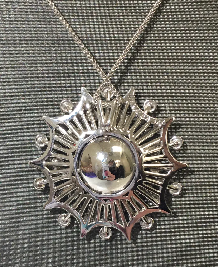 Galatea Necklaces Galatea 14K White Gold w Black Opal And Diamond Starburst Pendant