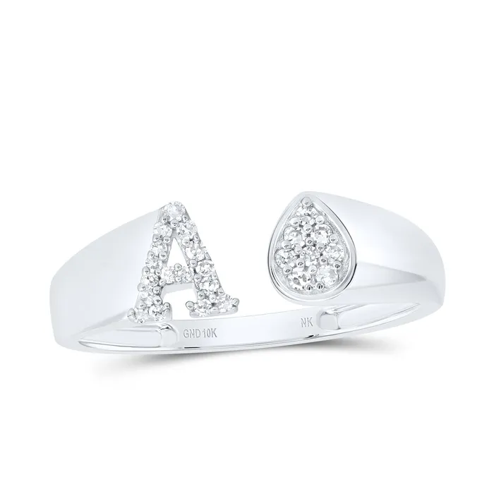 GND 110CtwNat Dia Nk Gift Initial A Pear Ladies Ring 165 grams Rings