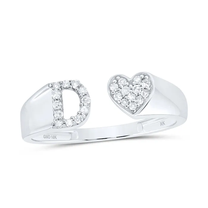 GND 18CtwDia Nk Gift Initial D Ladies Heart Ring 151 grams Rings