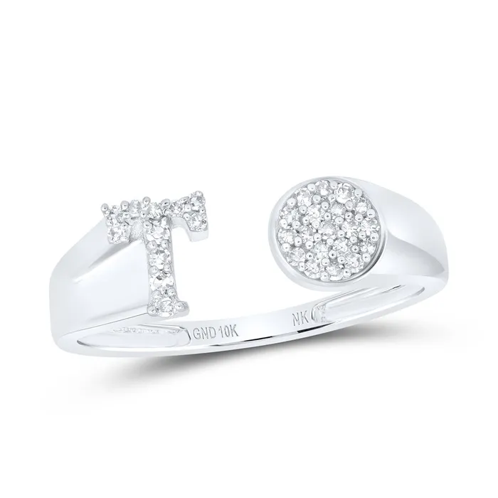 GND 18CtwNat Dia Nk Gift Initial T Round Ladies Ring 154 grams Rings